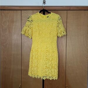 Aqua Sunshine Yellow Lace Mini Dress